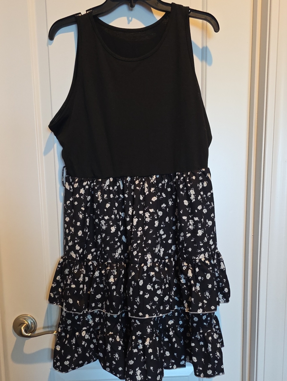 729 Black Floral Tiered Ladies Dress